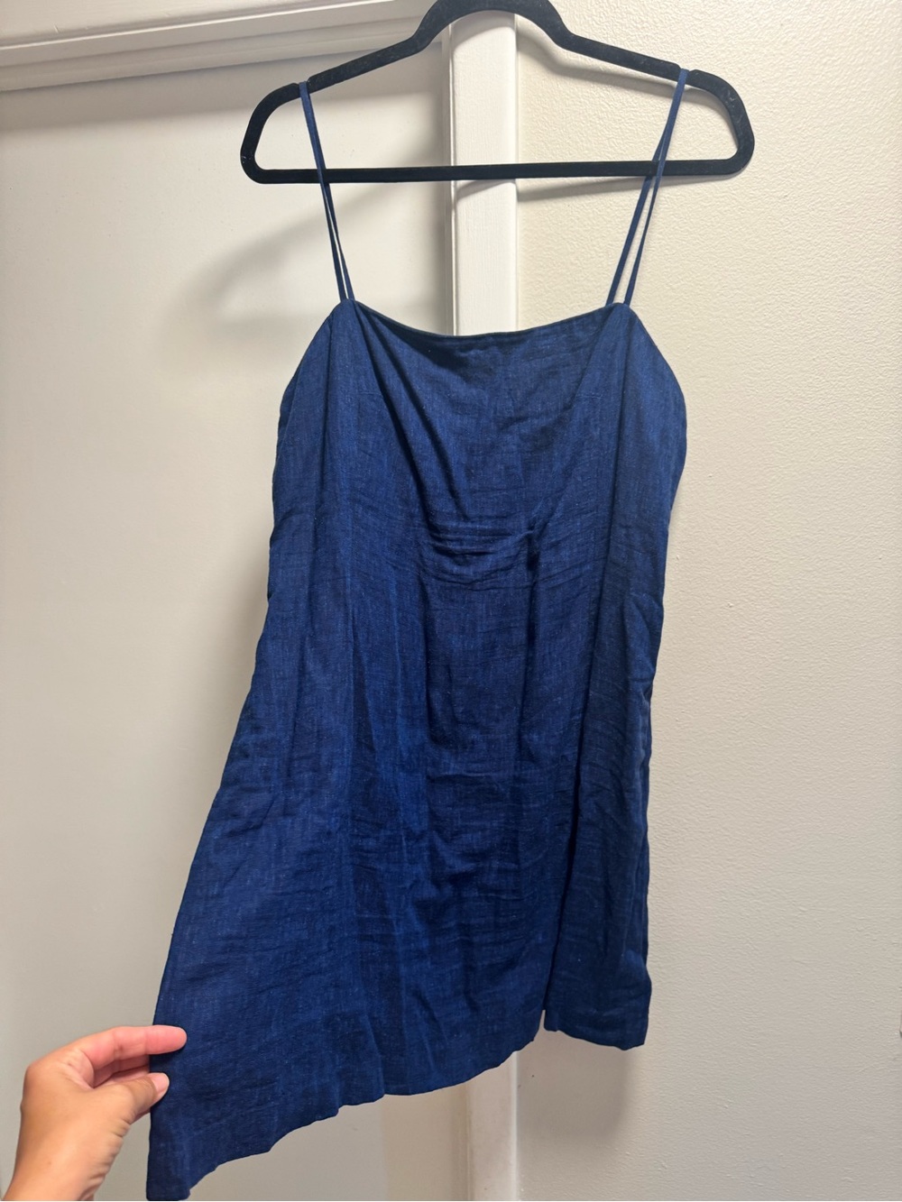 GAP Navy Blue Linen Blend Cowl Neck Mini Dress – Size L – New With Tags